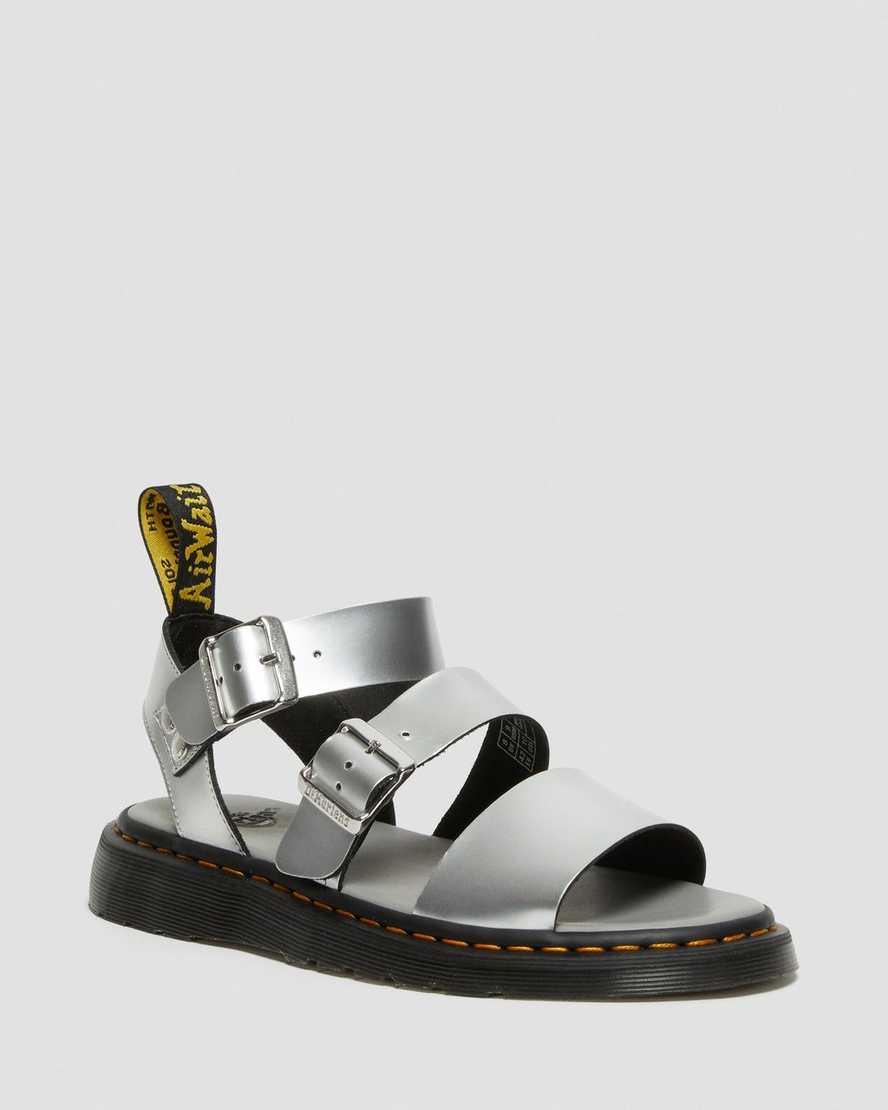 Dr. Martens Gryphon Metallic Nahka Gladiator Naisten Sandaalit - Hopea Sandaalit [037-BADCSP]